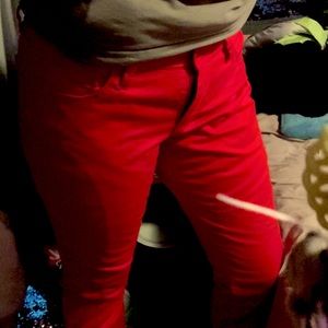 Curvy skinny, LOFT, size 8 red skinny jeans. Brand new.